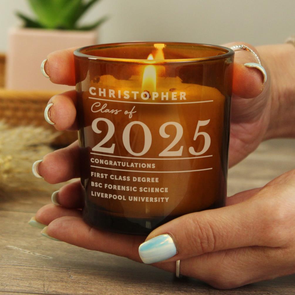 Personalised Graduation Amber Glass Jar Candle Extra Image 3